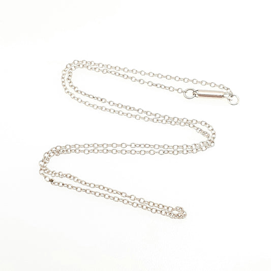 Antique Solid Silver Chain Necklace Cable Link 44cm 17.3" 1.97g Trace Oval Links Genuine Victorian Womens Vintage Retro Jewelry Jewellery