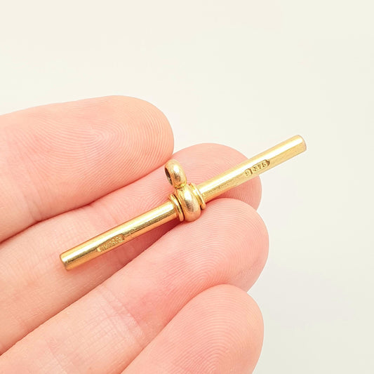 Antique Victorian 9ct Gold T Bar Pendant Fob Necklace Yellow Solid 375 9k 9 Carat Large Hallmark Albert Chain Jewelry Jewellery Mens Womens