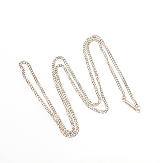 Antique Victorian Solid Silver Chain Necklace Curb Link 49cm 19.2" 4.66g Barrel Clasp Solid 800 Women Ladies Girls Retro Jewelry Jewellery