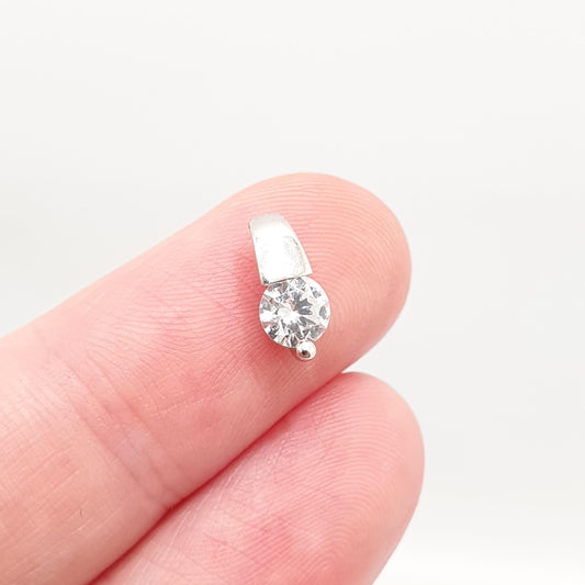 Vintage 9k White Gold CZ Pendant Solid 9ct 375 Brilliant Cut Gemstone Cubic Zirconia Diamond Simulant Retro Womens Ladies Jewelry Jewellery