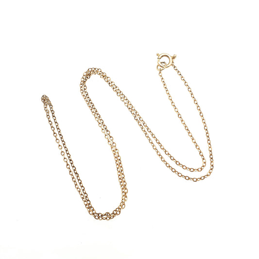 Vintage 9k 9ct 375 Gold Chain Necklace Fine Trace Cable Link 40cm 15.7" 0.89g Thin Oval Fine Solid 9 Carat Yellow Womens Jewelry Jewellery