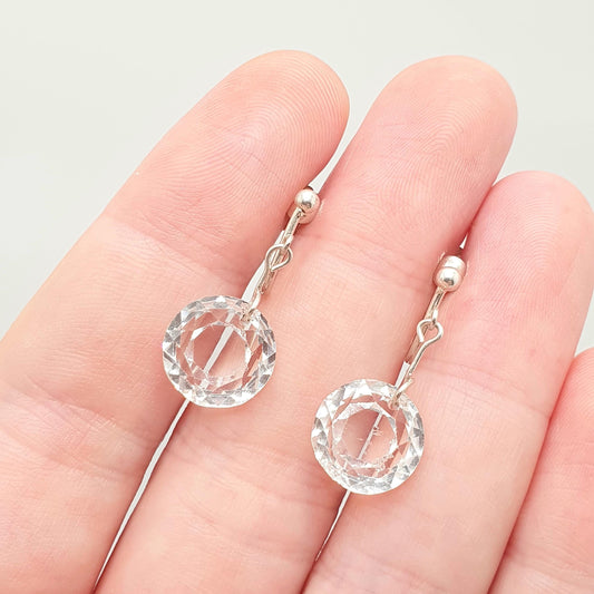 Antique Solid Silver Diamond Paste Earrings Art Deco Chandelier Dangling Drop Crystal Hanging Flapper Solitaire Vintage Jewelry Jewellery