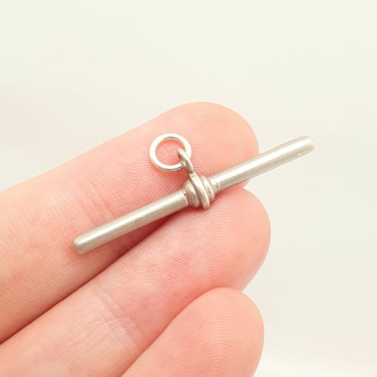 Antique Victorian Solid Silver T Bar Necklace Pendant Fob Albert Chain Pocket Watch Charm Vintage Mens Womens Jewelry Jewellery