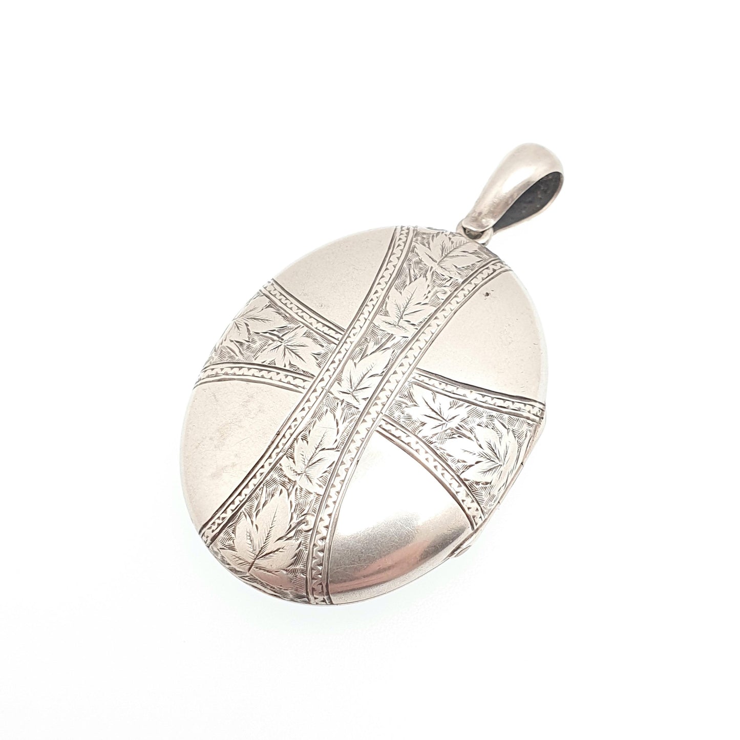 Antique Victorian Locket Silver Plate Large Big Cross Engraved Necklace Pendant Genuine 1800s Gift Picture Photo Oval Vintage Jewellery