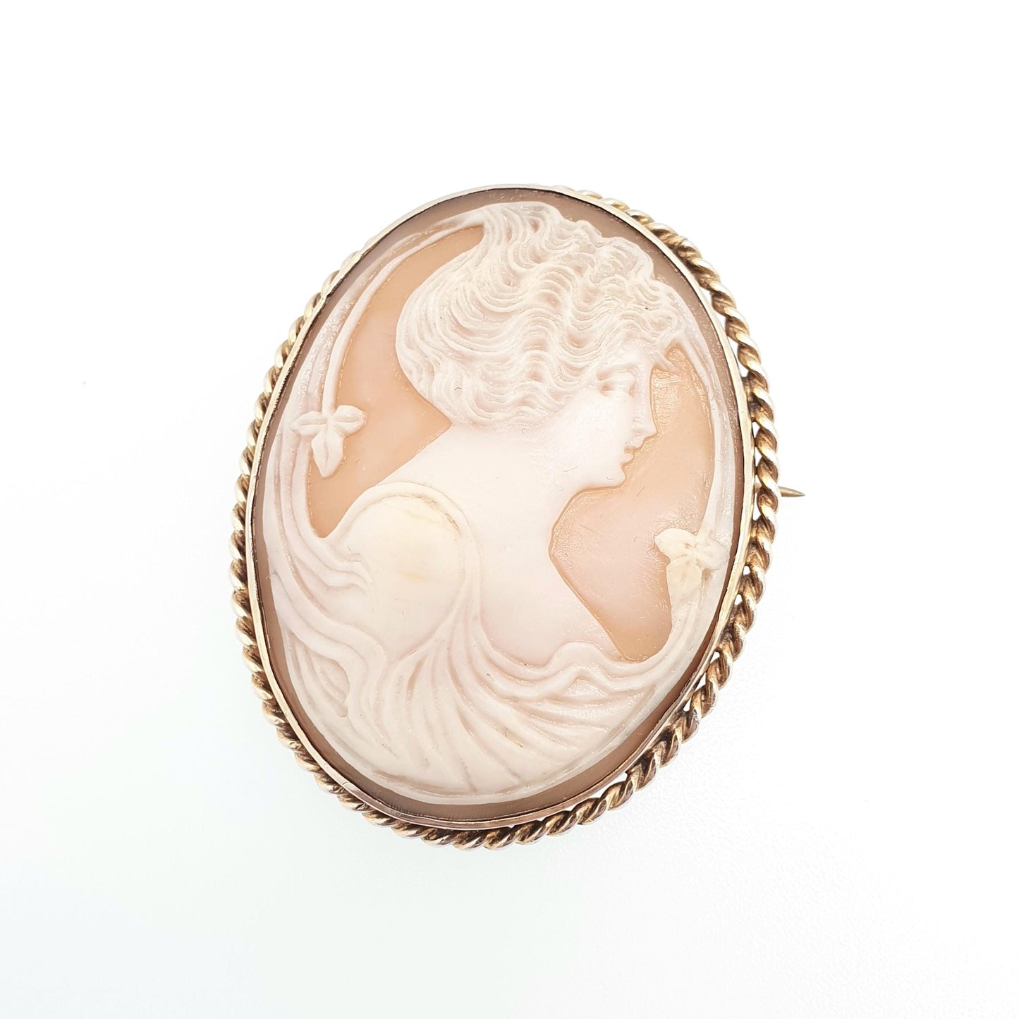 Antique Solid Silver Large Cameo Brooch Pin Genuine Shell Unique Rare Unusual Big Chunky Oval Handmade Italian Womens Jewelry Jewellery