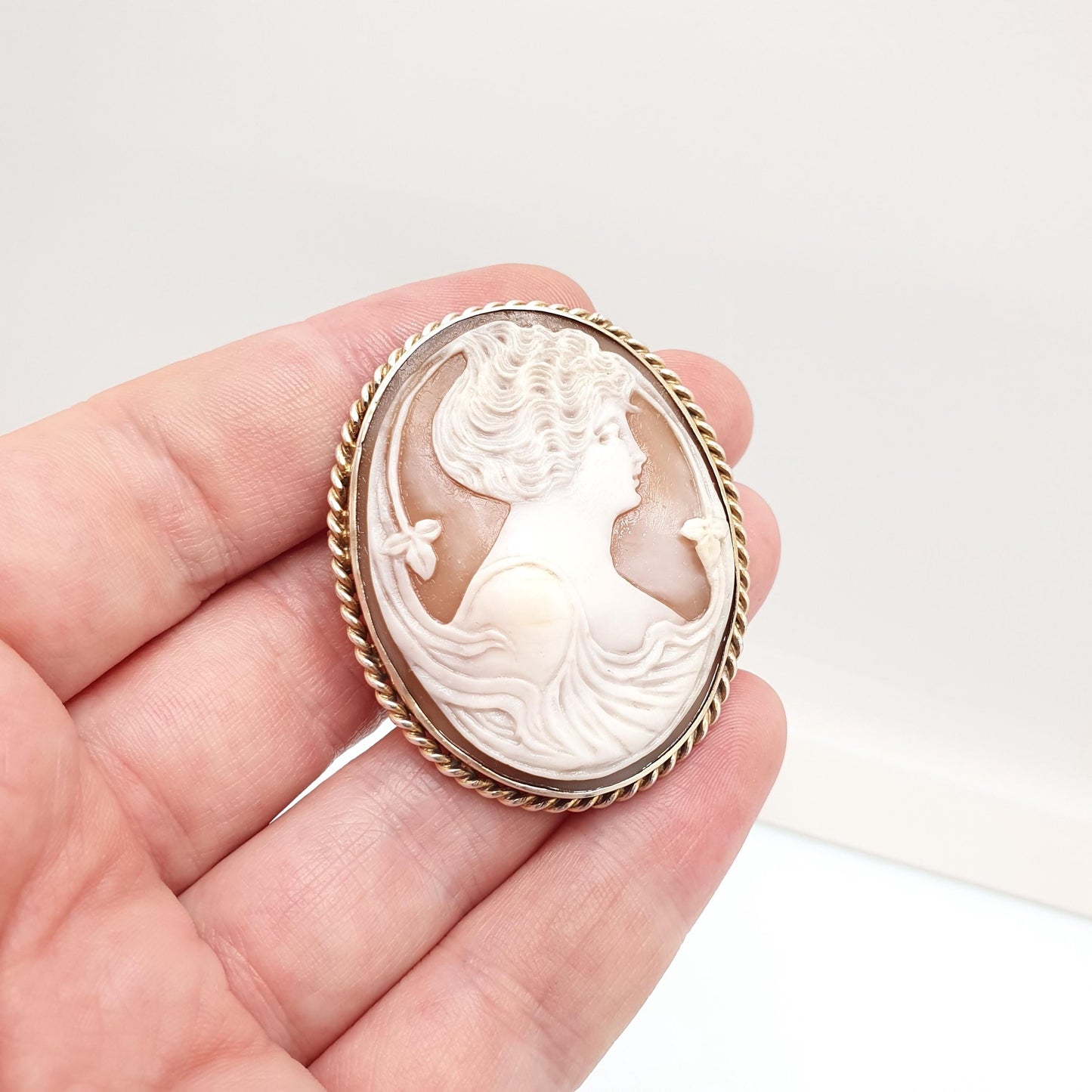 Antique Solid Silver Large Cameo Brooch Pin Genuine Shell Unique Rare Unusual Big Chunky Oval Handmade Italian Womens Jewelry Jewellery