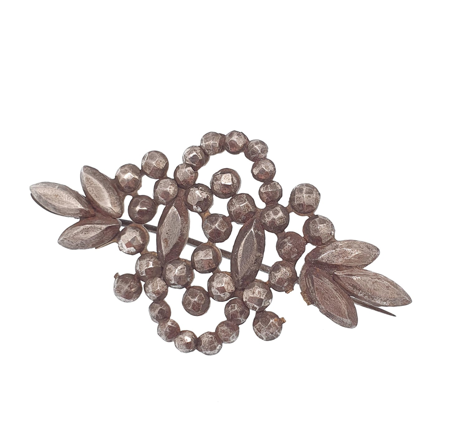 Antique Georgian Steel Cut Brooch Pin Star Cluster Flower Early 1800s Pre Victorian Handmade Artisan Vintage Mens Womens Jewelry Jewellery