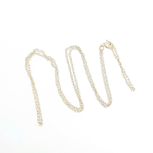 Vintage 9k 9ct Gold Chain Necklace Rope Link 45cm 17.7" 0.63g Twisting Cable Link Helix Long Fine Solid 375 9 Carat Women Jewelry Jewellery