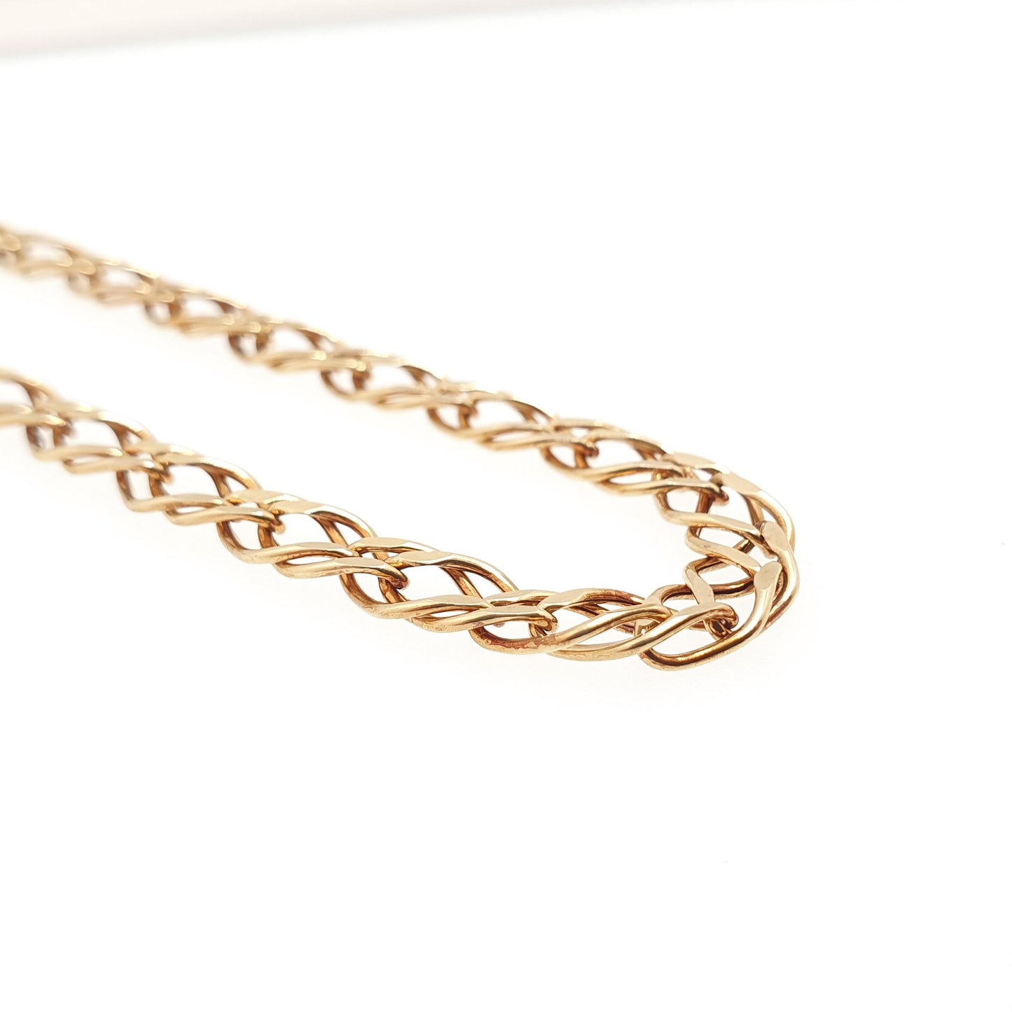 Vintage Solid 9ct 375 Gold Chain Bracelet Double Curb Link Charm 18.5cm 7.25" 2.35g 9k 9 Carat Hallmarked Yellow Womens Jewelry Jewellery