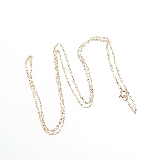Vintage 9k 9ct Gold Chain Necklace Rope Link 41cm 16.1" 0.55g Twisting Cable Link Helix Long Fine Solid 375 9 Carat Women Jewelry Jewellery