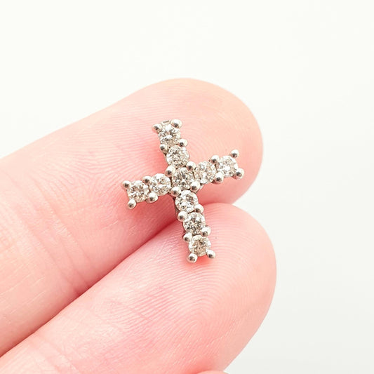 Vintage 9ct Gold Diamond Cross Crucifix Pendant 0.42 Carat of Diamonds Solid 9k 9kt 375 Necklace White Gold Natural Gemstone Necklace
