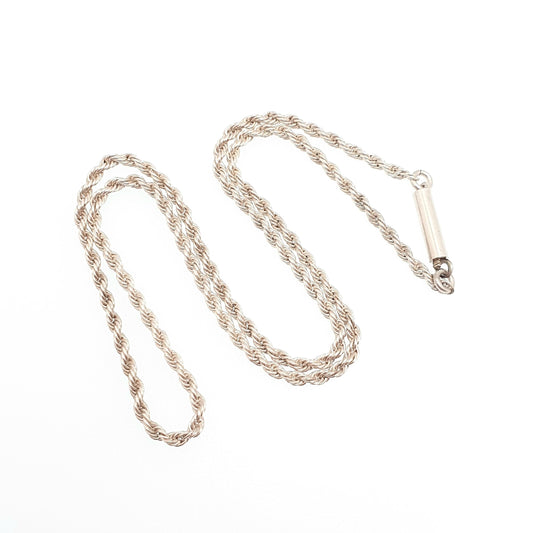 Antique Victorian Solid Silver Rope Link Chain Necklace 39.5cm 15.5" 6.73g Helix Twisted Woven 1800s Vintage Mens Womens Jewelry Jewelry
