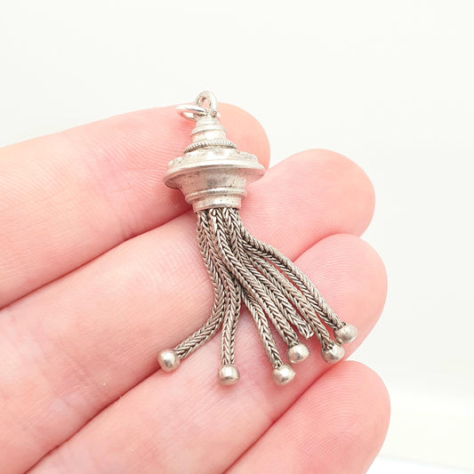 Antique Victorian Solid Silver Tassel Fob Bracelet Charm Necklace Pendant 1800s Genuine Albert Albertina Chain Vintage Ladies Womens Jewelry
