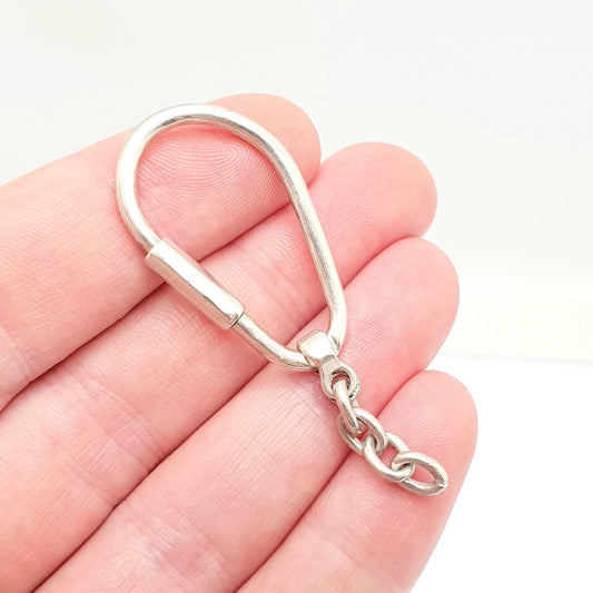 Vintage Solid Silver Carabiner Clip Necklace Pendant Keyring Climbing Abseiling Bungie Jump Sports Clasp Retro Mens Womens Jewelry Jewellery