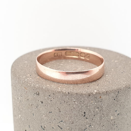 Antique Victorian 9ct Rose Gold Band Ring Wedding 1898 Hallmark Solid 9k 375 Plain Smooth Fine Estate Mens Womens Vintage Jewelry Jewellery