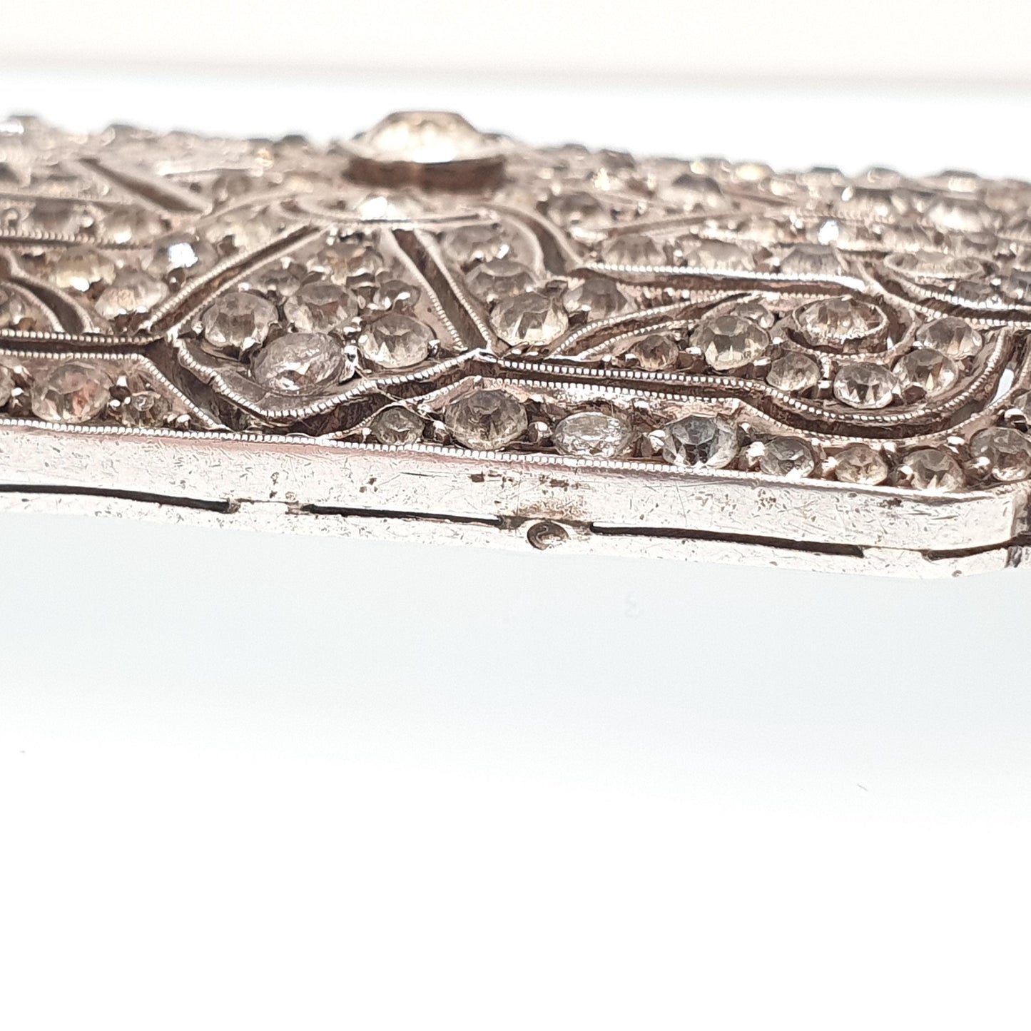 Antique Solid Silver Diamond Paste Brooch Art Deco French Large Big Huge Pastes Genuine 1920s Geometric Sparkly Vintage Jewelry Jewellery