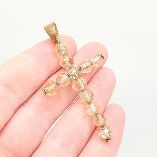 Antique Natural Citrine Crucifix Pendant Victorian Necklace Genuine Gemstone Orange Quartz Gold Gilt Oval Cut Quartz Vintage Mens Womens
