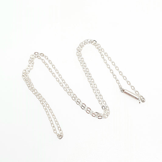 Antique Solid Silver Chain Necklace Cable Link 42cm 16.5" 1.63g Trace Oval Links Genuine Fine Womens Vintage Retro Jewelry Jewellery