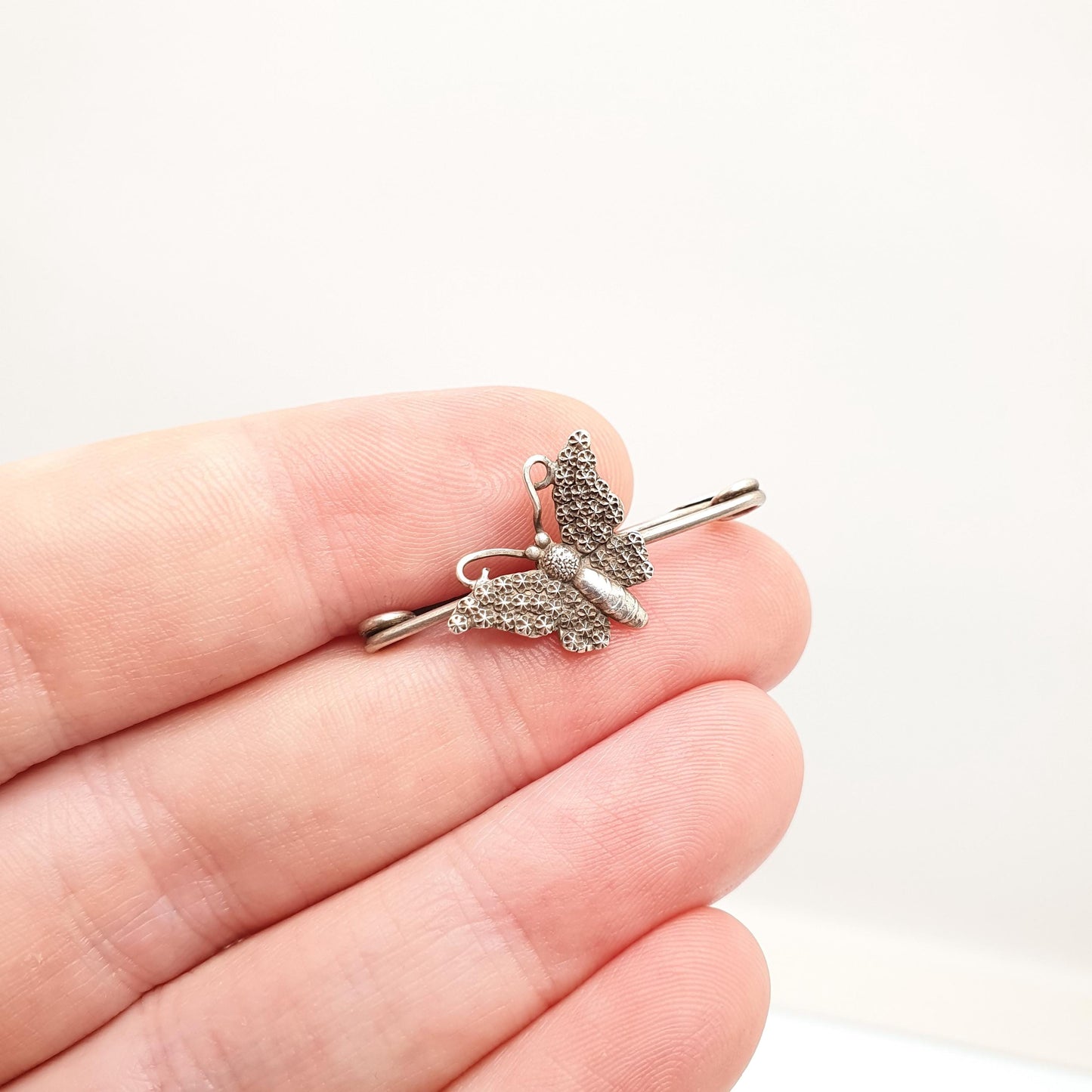 Antique Sterling Silver CHARLES HORNER Butterfly Brooch Pin 1905 Hallmark Chester CH Pastry Cutter Vintage Insect Bug Jewelry Jewellery