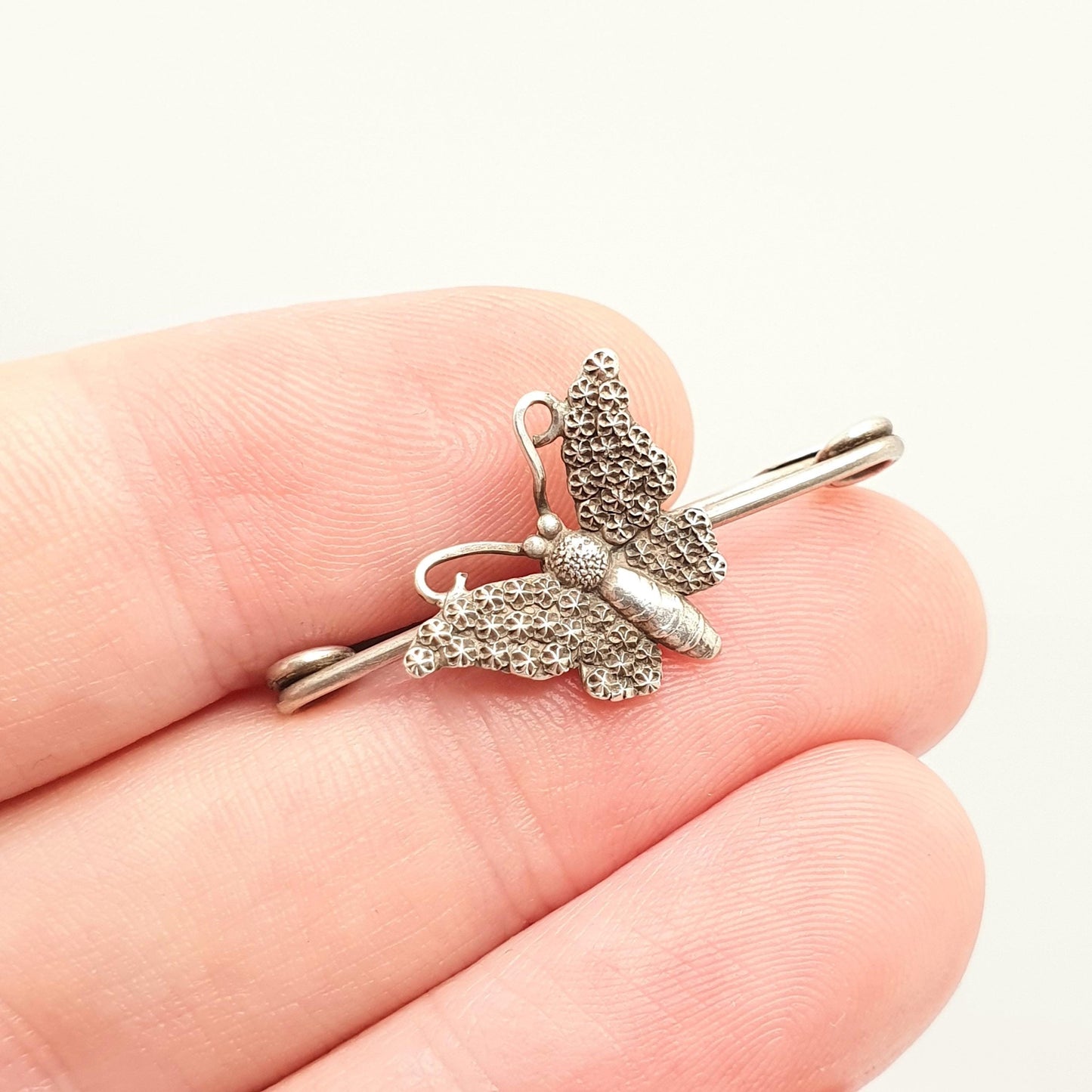 Antique Sterling Silver CHARLES HORNER Butterfly Brooch Pin 1905 Hallmark Chester CH Pastry Cutter Vintage Insect Bug Jewelry Jewellery