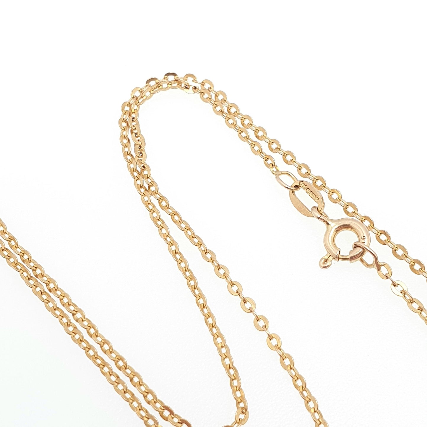 Vintage 9k 9ct Gold Chain Necklace Cable Trace Link 47cm 18.5" 1.74g Solid 375 Links Long Fine 9 Carat Retro Yellow Womens Jewelry Jewellery