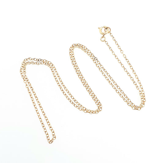 Antique Victorian Rolled Gold Chain Necklace Cable Link Yellow Gold Filled 55cm 21.6" 1.82g 1800s Long Vintage Mens Womens Jewelry Jewellery