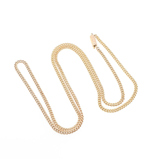 Antique 9ct 9k Gold Chain Necklace Curb Link Yellow Solid 375 43cm 16.9" 4.15g Victorian Fine Genuine Vintage Womens Jewelry Jewellery