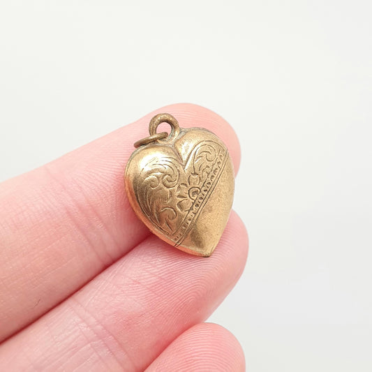 Antique 18ct Gold Cased Heart Pendant Charm Necklcae Victorian Thick Rolled Gold Filled Love Gift Sweet Womens Jewelry Vintage Jewellery