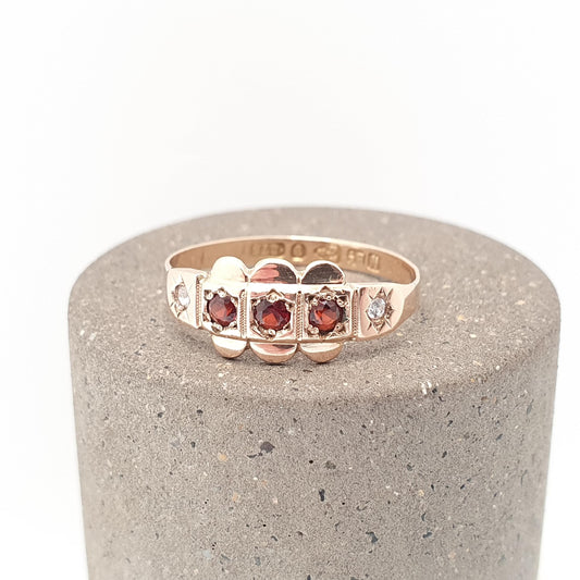 Antique 9ct Gold Garnet Ring Halo Vintage Cluster Victorian Style Solid 9k 375 Vintage Pyrope Gemstone Hallmarked Womens Jewelry Jewellery