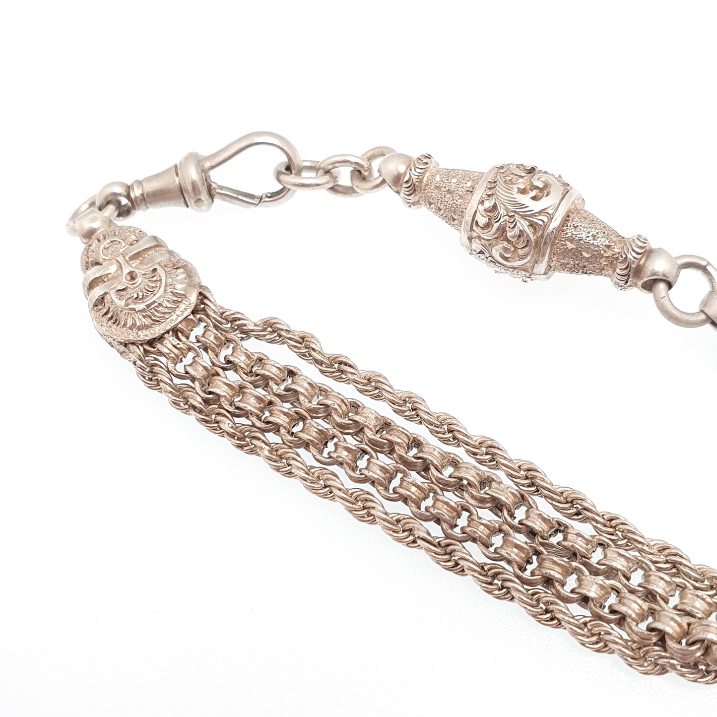 Antique Victorian Solid Silver Albertina Bracelet Belcher Rope Link Engraved Chain 11.95g 19cm Aesthetic Vintage Gift Jewelry Jewellery