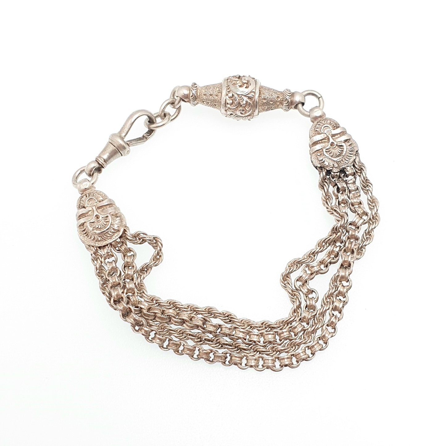 Antique Victorian Solid Silver Albertina Bracelet Belcher Rope Link Engraved Chain 11.95g 19cm Aesthetic Vintage Gift Jewelry Jewellery