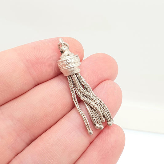 Antique Victorian Solid Silver Tassel Fob Bracelet Charm Necklace Pendant 1800s Genuine Albert Albertina Chain Vintage Womens Jewelry