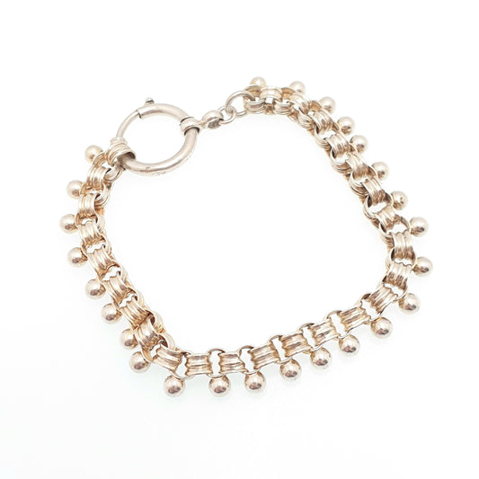 Antique Victorian Solid Silver Bracelet Bead & Belcher Chain Rolo Links Vintage Albert Albertina Book Chain Vintage Womens Jewellery Jewelry