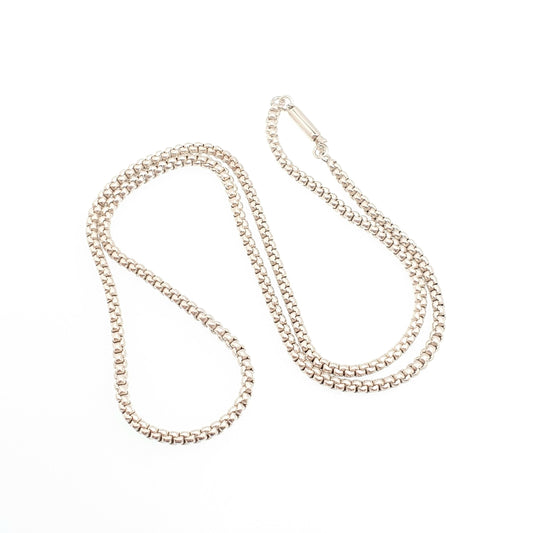 Antique Victorian Solid Silver Belcher Link Chain Necklace 43cm 16.9" 8.63g Rounded Box Square 1800s Vintage Mens Womens Jewelry Jewelry