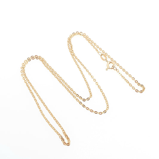 Vintage 9k 9ct Gold Chain Necklace Cable Trace Link 47cm 18.5" 1.74g Solid 375 Links Long Fine 9 Carat Retro Yellow Womens Jewelry Jewellery