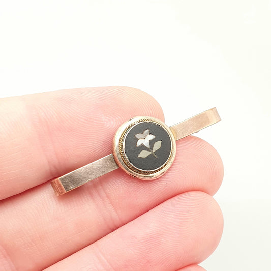 Antique Victorian Pietra Dura Brooch Rolled Gold Filled Mosaic Flower Italian Hardstone Fine Estate 1800s Vintage Womens Jewellery Jewelry