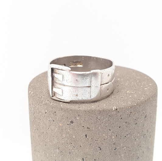Antique Sterling Silver Buckle Band Ring Victorian 1881 Hallmarked Belt Genuine Thick Rare Unique Vintage Womens Mens Jewelry Jewellery