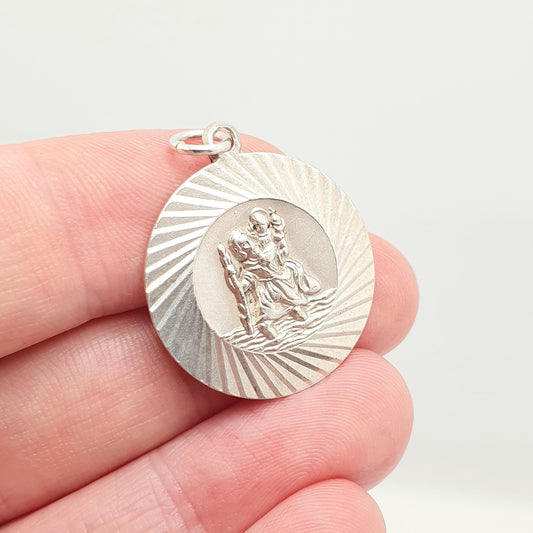 GEORG JENSEN Sterling Silver St Christopher Necklace Vintage Pendant Hallmark Genuine Saint Jewellery Jewelry Men Women Travel Travelling