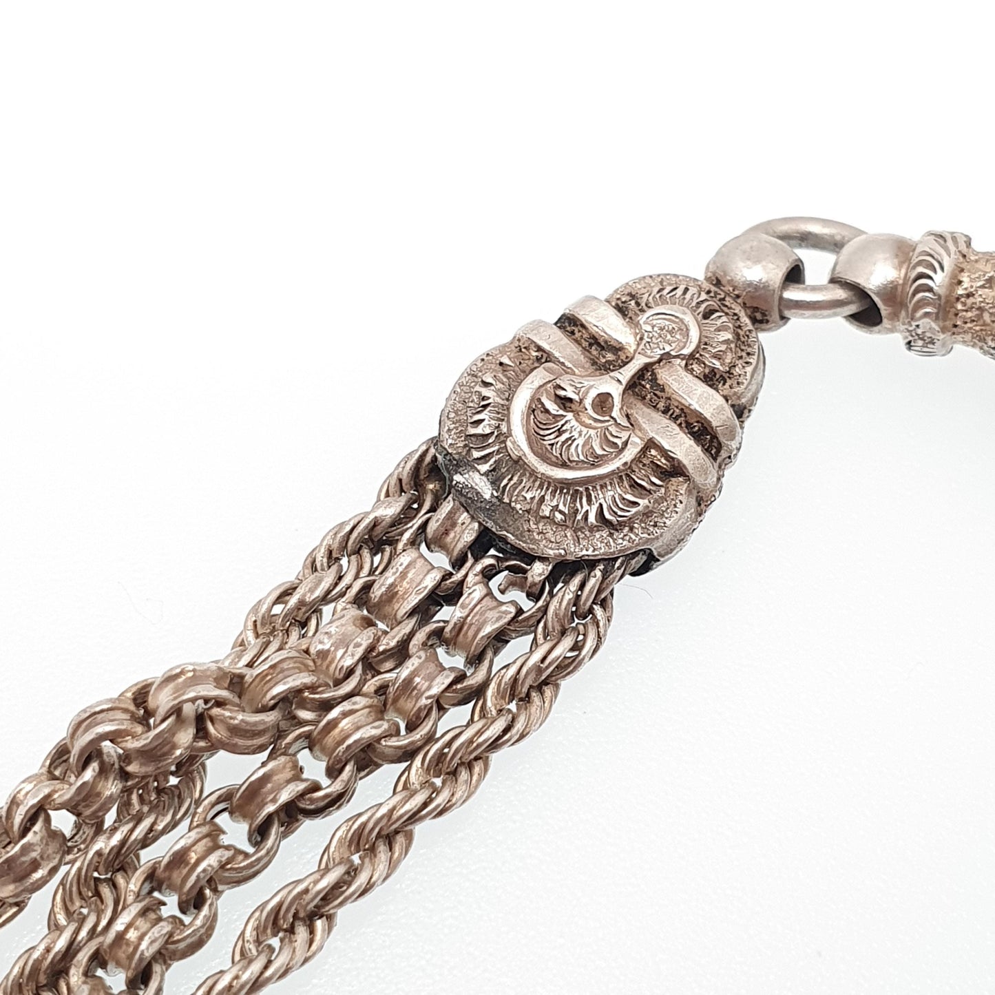 Antique Victorian Solid Silver Albertina Bracelet Belcher Rope Link Engraved Chain 11.95g 19cm Aesthetic Vintage Gift Jewelry Jewellery