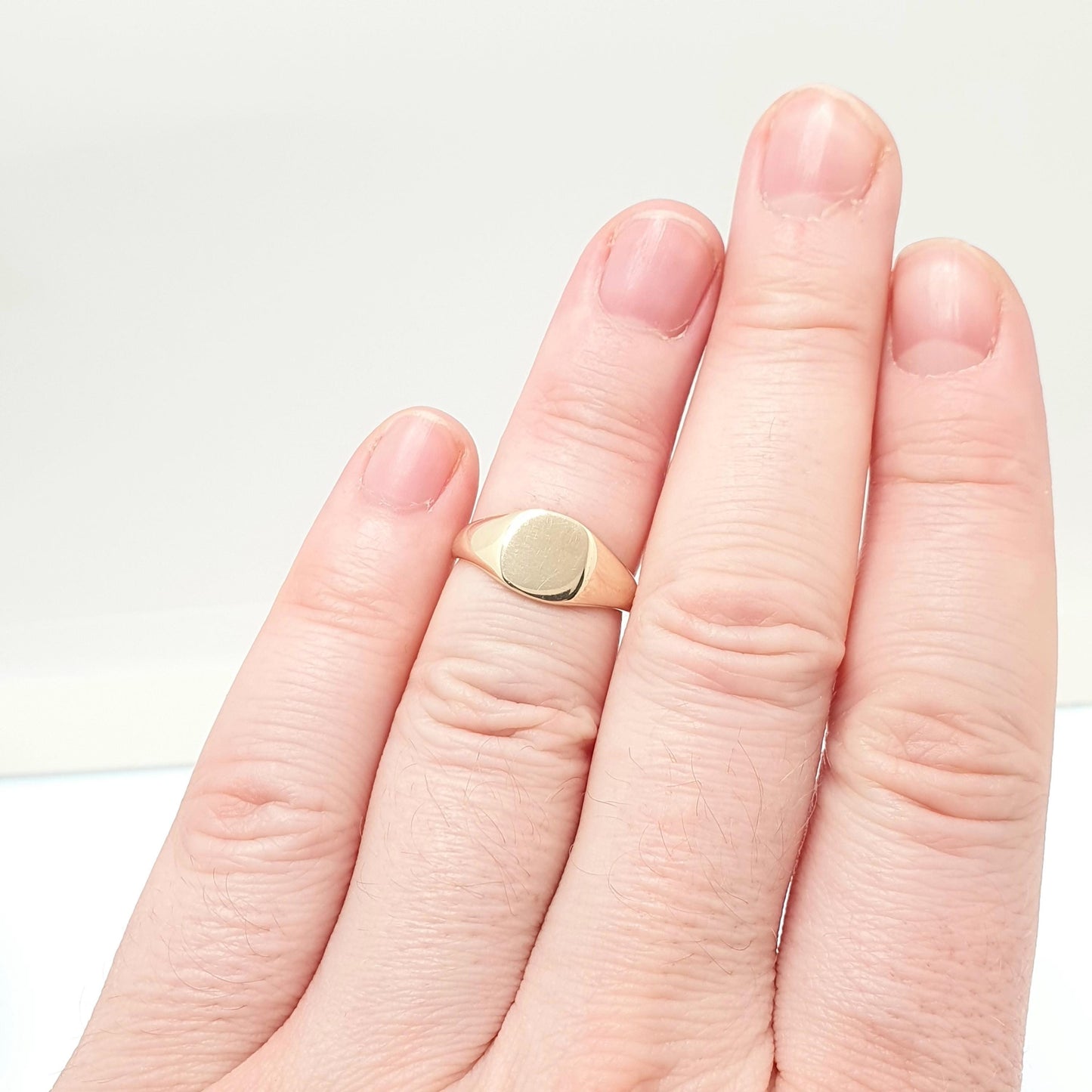 Vintage 9ct Gold Square Signet Ring Solid 9k 375 9kt Plain Smooth Retro Hallmark Chunky Large Big Mens Womens Jewelry Jewellery