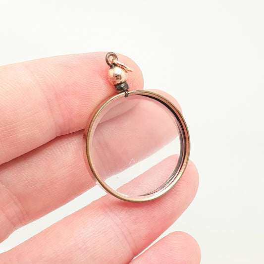 Antique Rose Rolled Gold Locket Picture Pendant Gold Filled Double Sided Picture Round Circle Necklace Photo 1800s Vintage Jewelry Jewellery