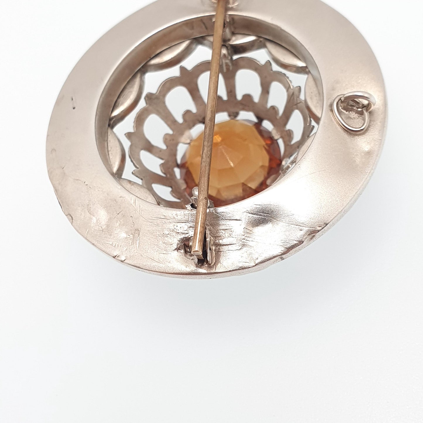 Antique Scottish Sterling Silver Citrine Brooch Pin Bloodstone Large Big Jasper Lace Agate Victorian Gemstone Jewelry Jewellery Old Vintage
