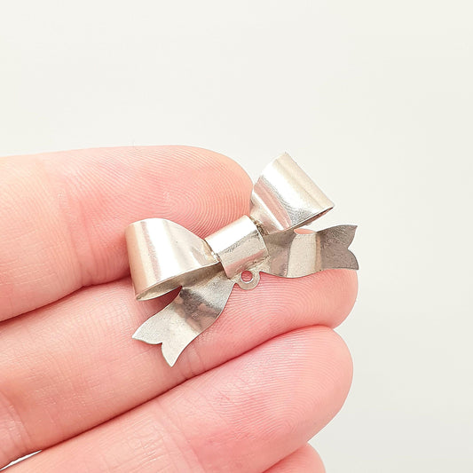 Vintage Sterling Silver Bow Brooch Pin 925 Nurse Fob Victorian Revival 1955 Hallmarked Ribbon Solid 925 Womens Ladies Jewelry Jewellery