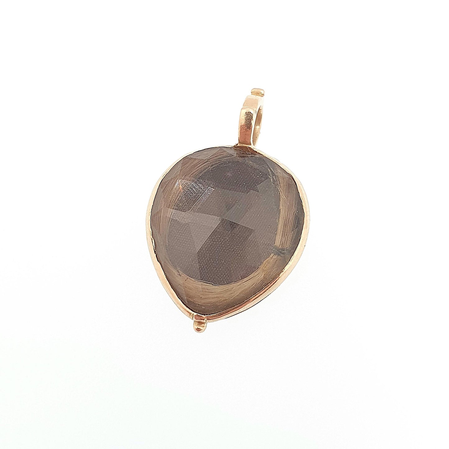 Antique Georgian 18ct Gold Rock Crystal Necklace Pendant 1747 George II 2nd Mourning Hair Rose Pear Cut Solid 18k Vintage Jewellery Jewelry