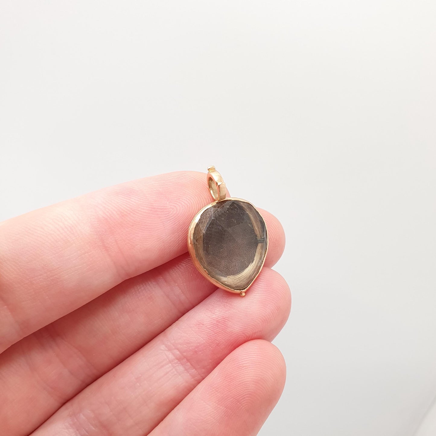 Antique Georgian 18ct Gold Rock Crystal Necklace Pendant 1747 George II 2nd Mourning Hair Rose Pear Cut Solid 18k Vintage Jewellery Jewelry