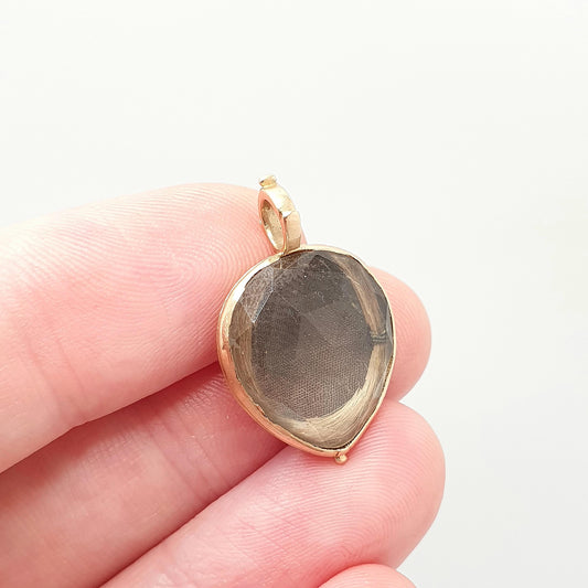 Antique Georgian 18ct Gold Rock Crystal Necklace Pendant 1747 George II 2nd Mourning Hair Rose Pear Cut Solid 18k Vintage Jewellery Jewelry