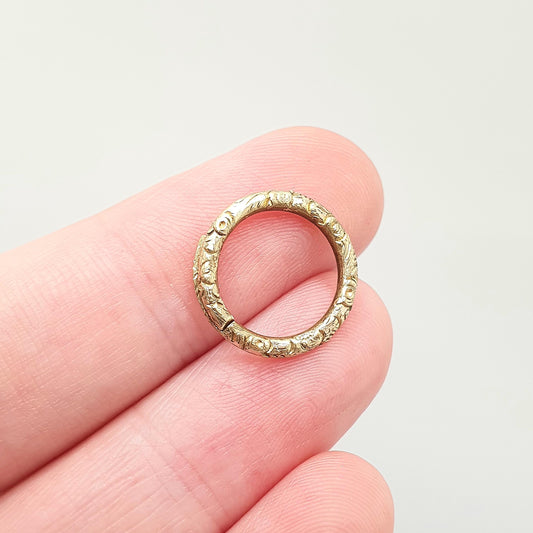 Antique Georgian Chased Split Ring Rolled Gold Filled Genuine 1800s Gold Tone Jump Open Vintage Jewelry Victorian Jewellery Findings Upcycle