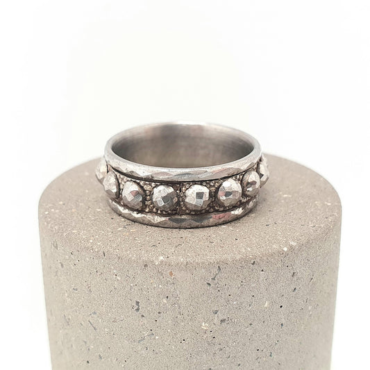 Antique Georgian Steel Cut Ring Band Full Eternity Very Rare Early 1800s Pre Victorian Faceted Handmade Artisan Vintage Jewelry Jewellery