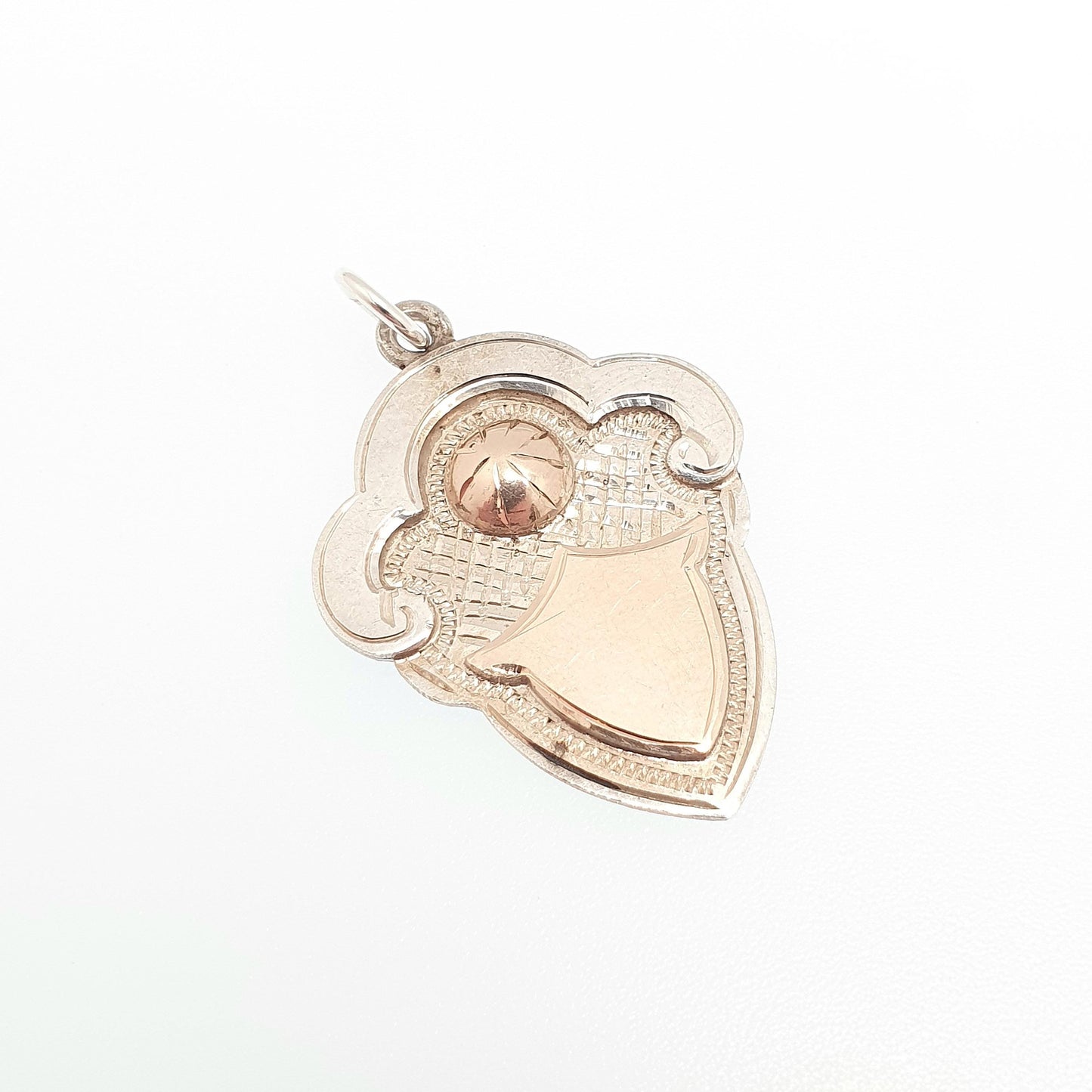 Antique Sterling Silver Shield Fob Pendant Rose Gold Albert Chain Dome Necklace Big Large Pocket Watch Necklace Jewelry Jewellery