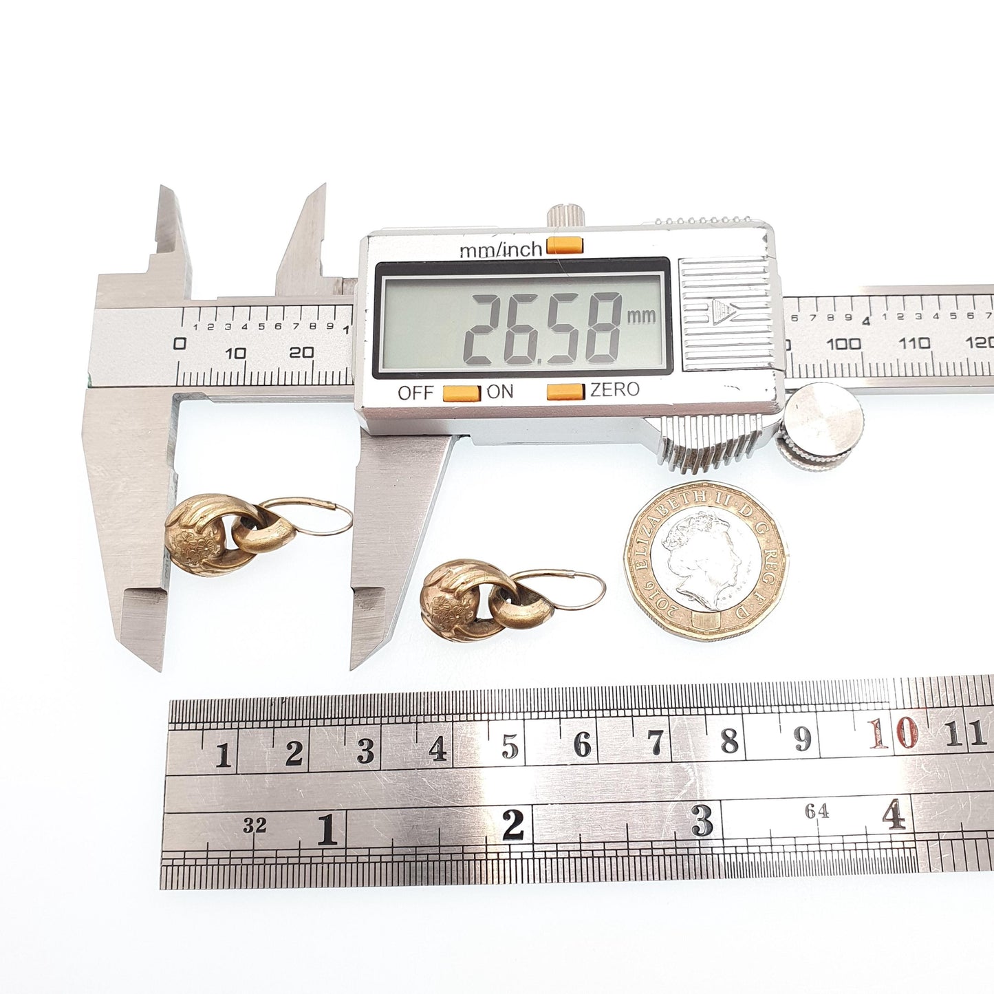 Antique Victorian Rolled Gold Hook Earrings Etruscan Bauble Engraved Gold Filled Genuine 1800s Vintage Womens Jewellery Jewelry